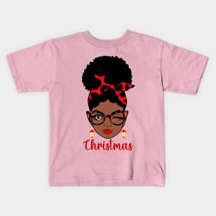 Christmas, Black Woman Kids T-Shirt